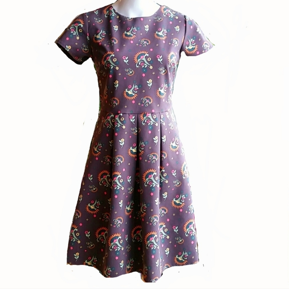 Matilda Jane Floral Fit And Flare Eggplant Purple Dress Size Small